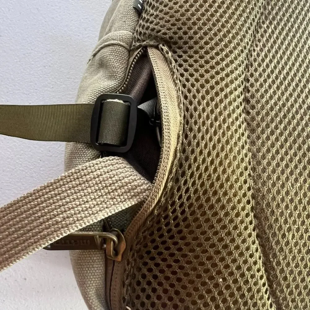 Matin Canvas Tan Camera Backpack Padded Inside Pockets Adjustable Straps